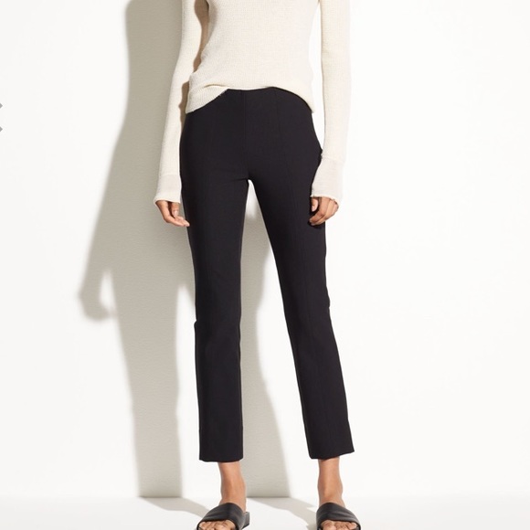 Vince Stitch Front Seam Ponte Crop Legging Ankle Slits Coastal Blue Ladies Small